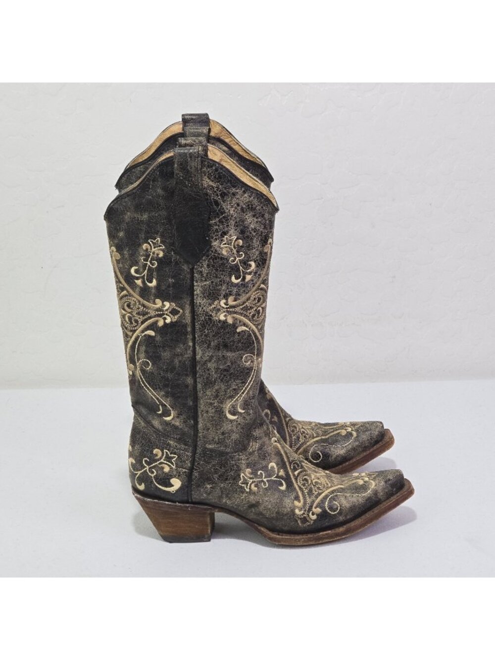 Corral Ladies Scroll Embroidery Western Boots (L5048) Size 5.5 M Excellent Cond
